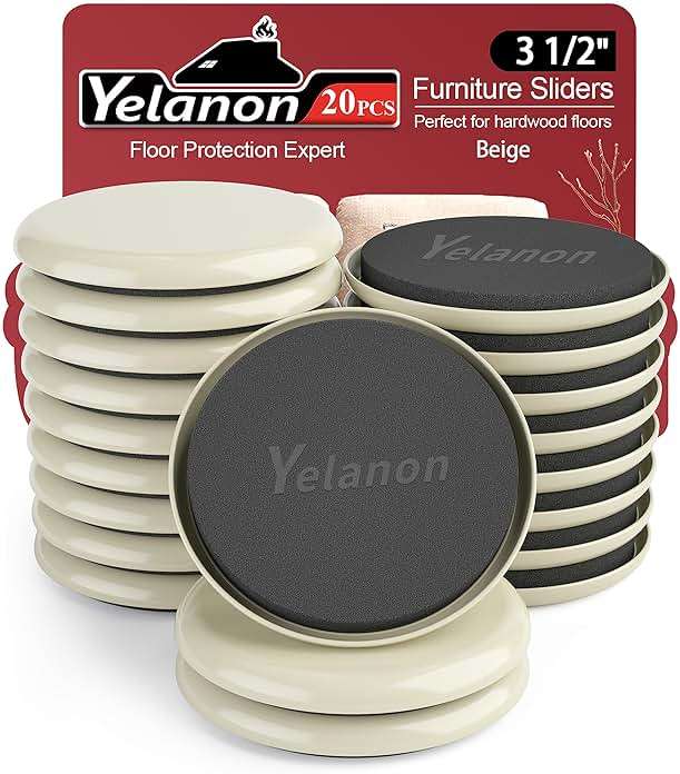 Yelanon Furniture Sliders for Carpet - 20 PCS Heavy Duty Moving Pads 3 1/2" - Sliders for Furniture on Carpet, Reusable Furniture Moving Sliders for Easy Glide - Image 1