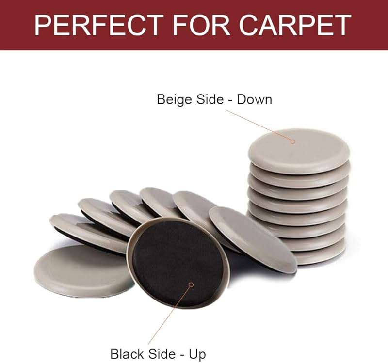 Yelanon Furniture Sliders for Carpet - 20 PCS Heavy Duty Moving Pads 3 1/2" - Sliders for Furniture on Carpet, Reusable Furniture Moving Sliders for Easy Glide - Image 4