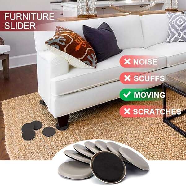Yelanon Furniture Sliders for Carpet - 20 PCS Heavy Duty Moving Pads 3 1/2" - Sliders for Furniture on Carpet, Reusable Furniture Moving Sliders for Easy Glide - Image 6