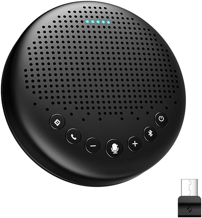 EMEET Conference Speaker and Microphone Luna 360° Voice Pickup w/Noise Reduction/Mute/Indicator USB Bluetooth Speakerphone w/Dongle for 8 People Daisy Chain for 16 Compatible with Leading Software - Product Image