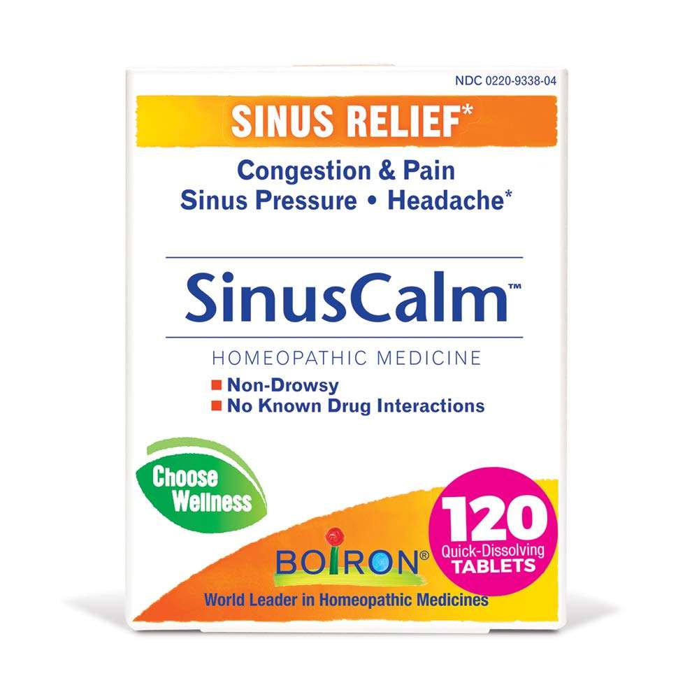 Boiron SinusCalm Tablets for Sinus Pain Relief, Runny Nose, Congestion, Sinus Pressure, Headache - 120 Count (Pack of 2) - Image 1