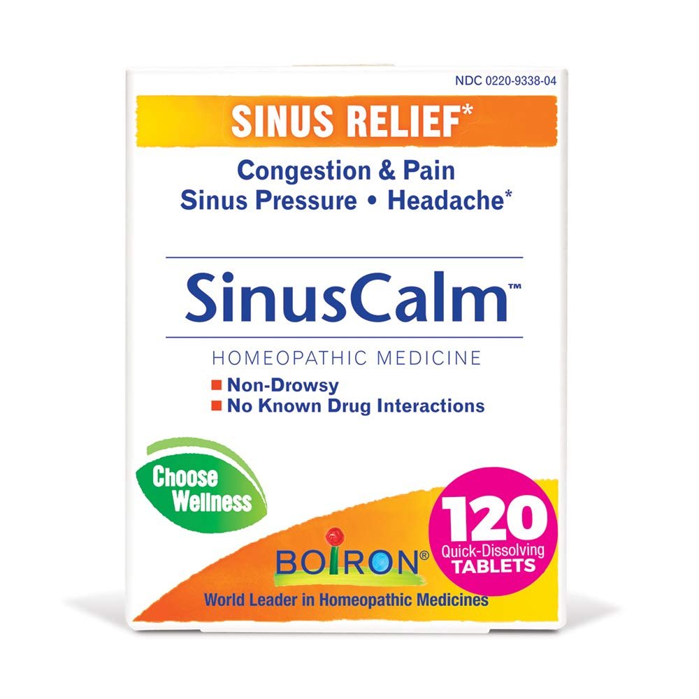 Boiron SinusCalm Tablets for Sinus Pain Relief, Runny Nose, Congestion, Sinus Pressure, Headache - 120 Count (Pack of 2) - Product Image