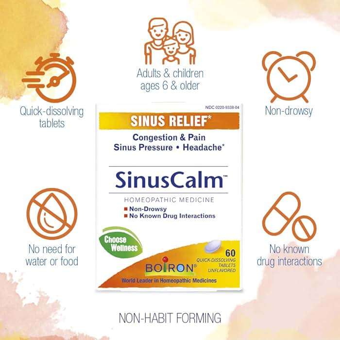 Boiron SinusCalm Tablets for Sinus Pain Relief, Runny Nose, Congestion, Sinus Pressure, Headache - 120 Count (Pack of 2) - Image 2