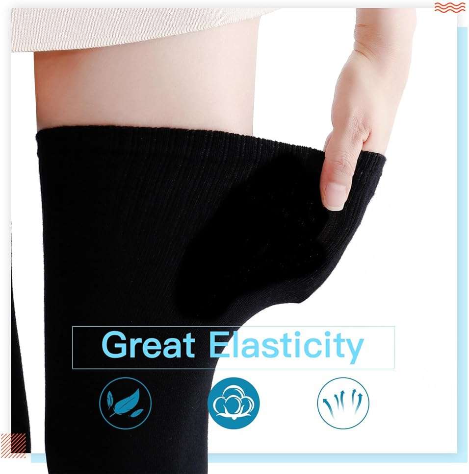 Kayhoma Extra Long Cotton Stripe Thigh High Socks Over the Knee High Stockings - Image 5