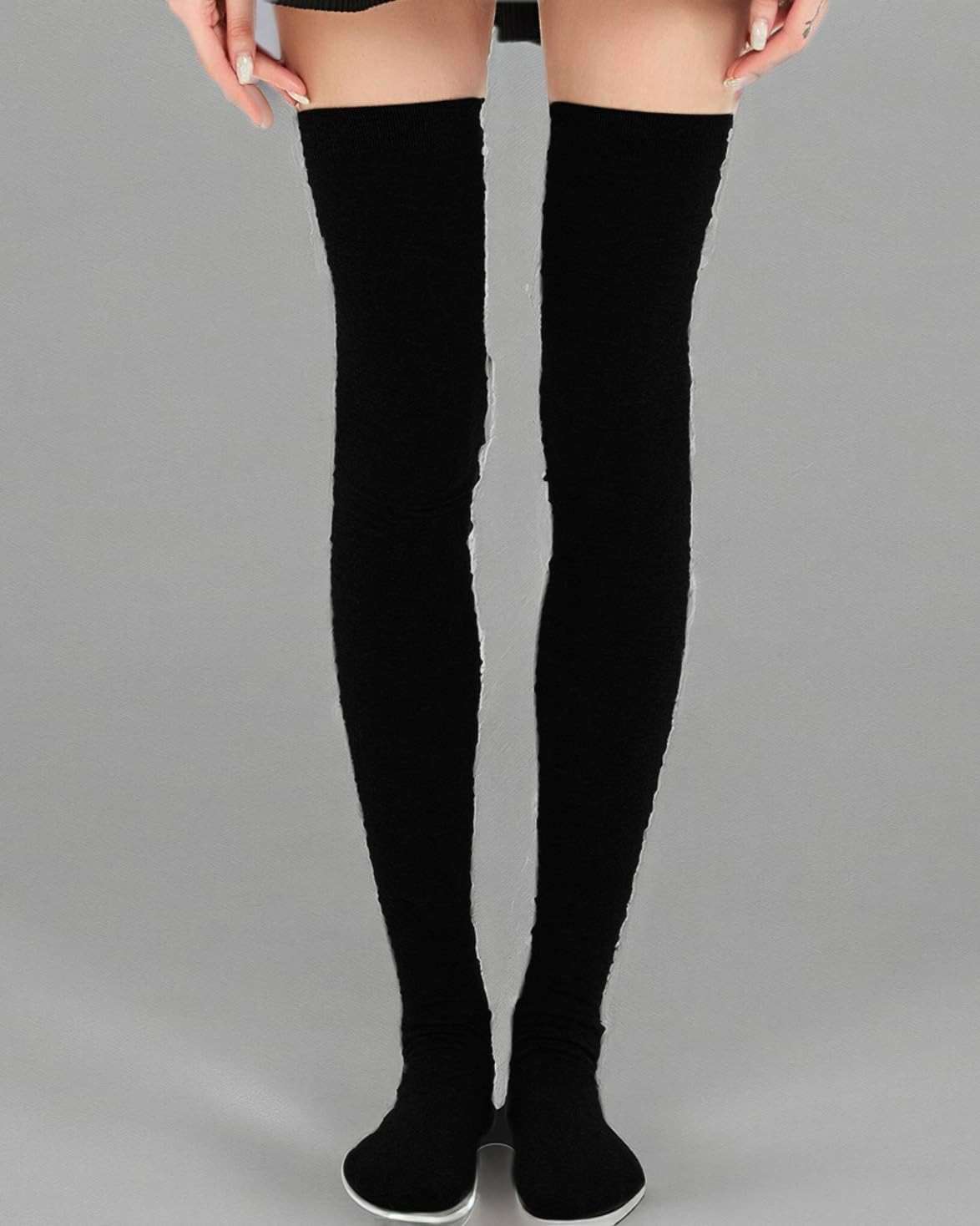 Kayhoma Extra Long Cotton Stripe Thigh High Socks Over the Knee High Stockings - Image 8