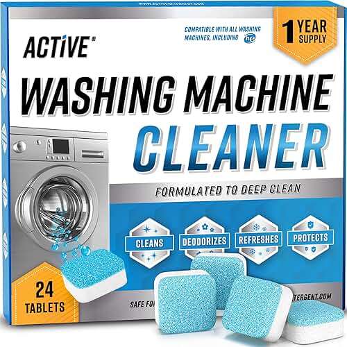 Washing Machine Cleaner Descaler 24 Pack - Deep Cleaning Tablets For HE Front Loader & Top Load Washer, Septic Safe Eco-Friendly Deodorizer, Clean Inside Drum and Laundry Tub Seal - 12 Month Supply - Image 1