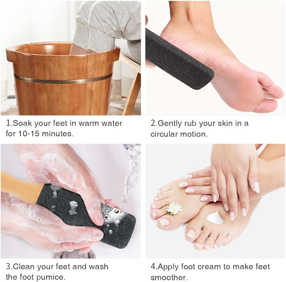 Pumice Stone Foot File (2-Pack), Wooden Handle Foot Scrubber & Callus Remover for Dry, Rough Skin and Corns Pedicure - Image 7