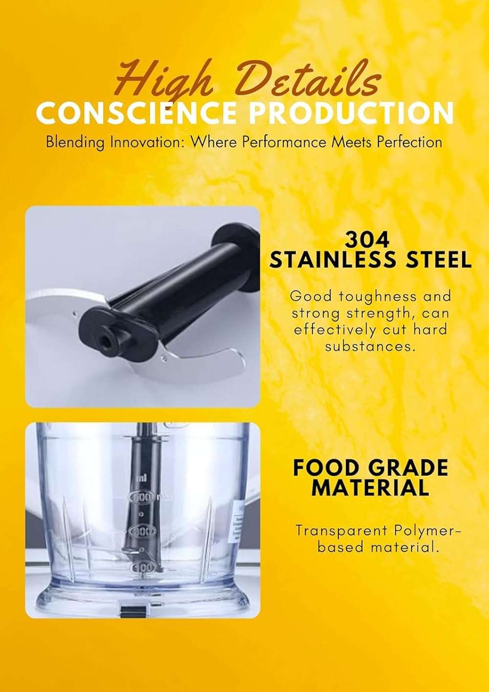 MegaWise Pro Titanium Reinforced 5-in-1 Immersion Hand Blender, Powerful Motor with 80% Sharper Blades, 12-Speed Corded Blender, Including 500ml Chopper, 600ml Beaker, Whisk and Milk Frother (Black) - Image 9