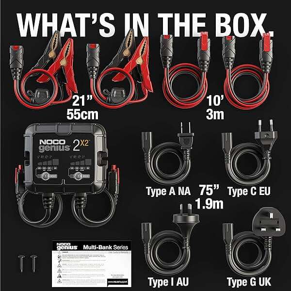 NOCO GENIUS2X2: 4A 2-Bank Smart Battery Charger (2A/Bank) - 6V/12V Automatic Maintainer, Trickle Charger & Desulfator with Overcharge Protection & Temperature Compensation – for Lead-Acid & Lithium - Image 7