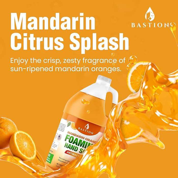 Bastion Foaming Antibacterial Hand Soap: Mandarin Orange Scented Instant Foam Hand Wash Refill 1 Gallon (128 oz) Bulk Jug. Made In The USA - Image 2