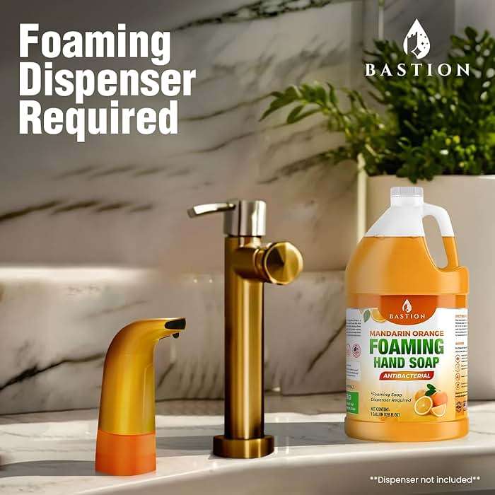 Bastion Foaming Antibacterial Hand Soap: Mandarin Orange Scented Instant Foam Hand Wash Refill 1 Gallon (128 oz) Bulk Jug. Made In The USA - Image 6