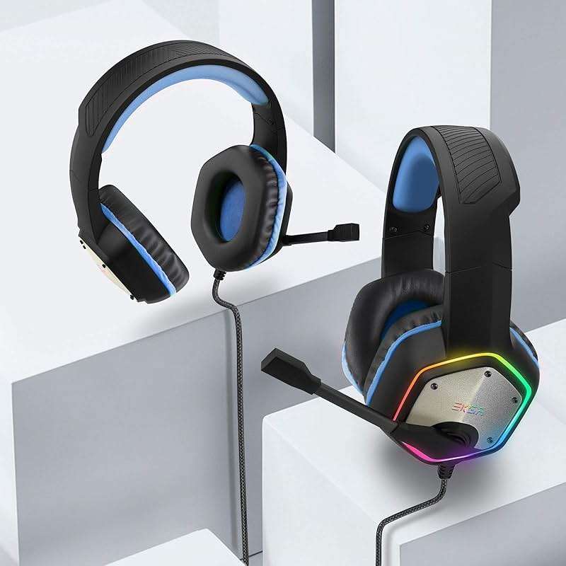 EKSA E1000 Gaming Headset, Computer Headphones with Noise Canceling Mic & RGB Light, 7.1 Surround Sound, Compatible with PC, PS4 PS5 Console, Laptop (Blue) - Image 6