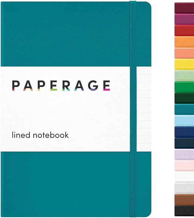 PAPERAGE Lined Journal Notebook, Hardcover Journal for Women & Men, 160 Pages, (5.6 in x 8 in), College Ruled Journaling Notebook for Work, School Supplies & Note Taking, (Turquoise) - Product Image