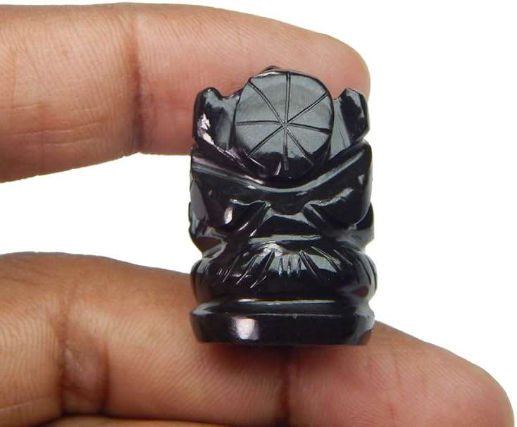 Myhealingworld Natural Black Agate Gemstone Ganesha Statue Sculpture Sign of Success and Good Luck. - Image 3