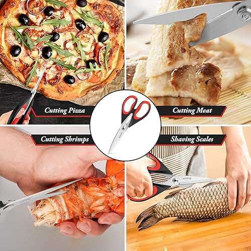 iBayam Kitchen Scissors All Purpose Heavy Duty 2 Pack with Protective Sheath, Stainless Steel Shears Kitchen Utensils Set for Cutting Food Cooking Meat Poultry Dishwasher Safe Soft Comfort-Grip - Image 8