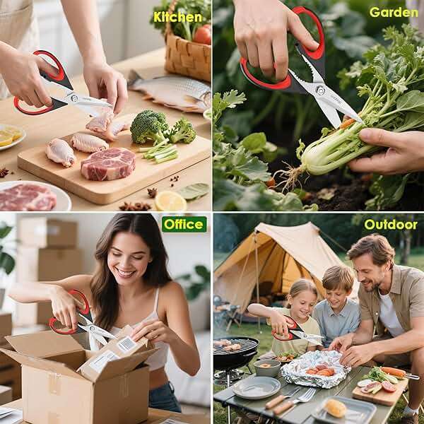 iBayam Kitchen Scissors All Purpose Heavy Duty 2 Pack with Protective Sheath, Stainless Steel Shears Kitchen Utensils Set for Cutting Food Cooking Meat Poultry Dishwasher Safe Soft Comfort-Grip - Image 9