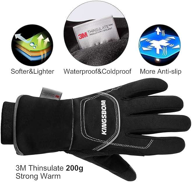 KINGSBOM -40F° Waterproof & Windproof Winter Gloves - 3M Thinsulate Thermal Touch Screen Warm Gloves - for Cycling,Skiing,Running,Outdoor Sports - for Women and Men - Image 2