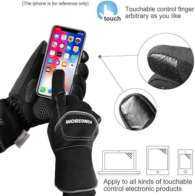 KINGSBOM -40F° Waterproof & Windproof Winter Gloves - 3M Thinsulate Thermal Touch Screen Warm Gloves - for Cycling,Skiing,Running,Outdoor Sports - for Women and Men - Image 5