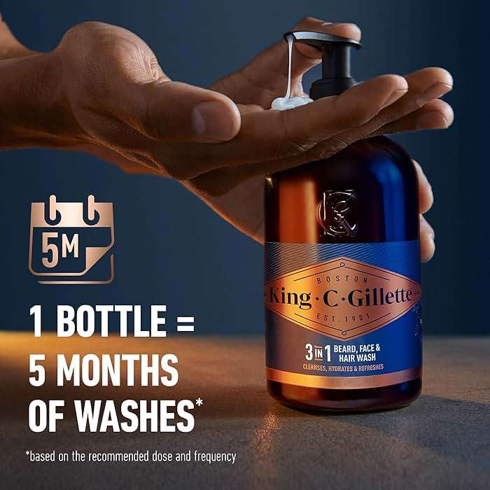 King C. Gillette Beard Wash, Mens Face Wash, 11.8 oz, Infused with Argan Oil and Avocado Oil to Cleanse Hair and Skin - Image 4