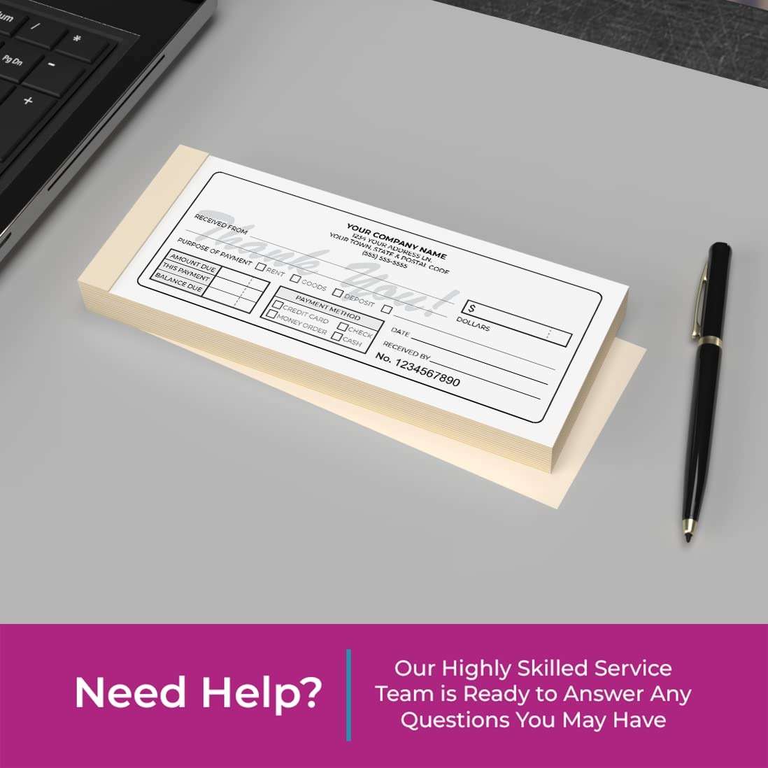 Custom 2.83" x 7" Carbonless NCR Books in 3-Part Triplicate Invoices, Receipts, Work Orders, Sales Orders, Purchase Orders, Estimates, Quote Forms with Your Company/Business Name (600 Sets) - Image 3