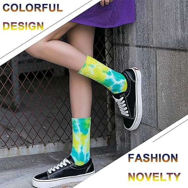 Forwe 6 Pairs Casual Tie-dye Soft Cotton Crew Socks Cushion Novelty Funny Athletic Socks - Image 3