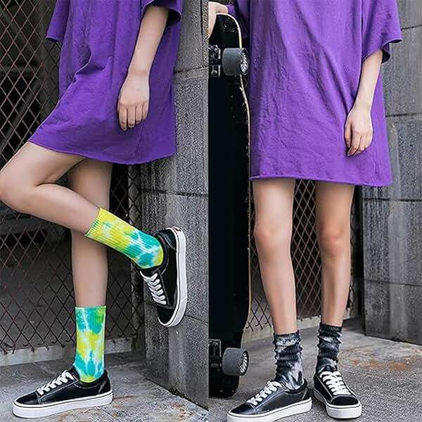 Forwe 6 Pairs Casual Tie-dye Soft Cotton Crew Socks Cushion Novelty Funny Athletic Socks - Image 4