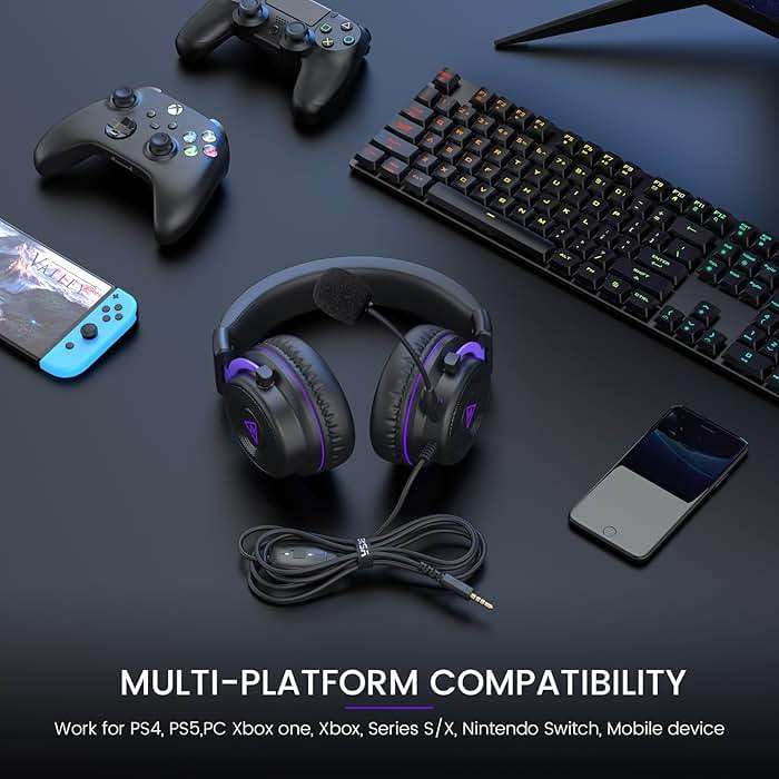EKSA E900 Headset with Microphone for PC, PS4,PS5, Xbox - Detachable Noise Canceling Mic, 3D Surround Sound, Wired Headphone for Gaming, Computer, Laptop, 3.5MM Jack - Image 6
