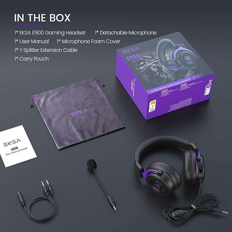 EKSA E900 Headset with Microphone for PC, PS4,PS5, Xbox - Detachable Noise Canceling Mic, 3D Surround Sound, Wired Headphone for Gaming, Computer, Laptop, 3.5MM Jack - Image 7