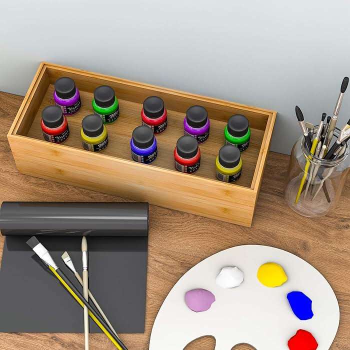 Drawer Organizer Storage Box Kitchen - Wood Stackable Tray Utensil Organizer for Office Drawers,Cabinets,Shelves,Pantry,or Bathroom Counter,Drawer Dividers for Silverware Set of 2(15x6x2.5inch) - Image 2