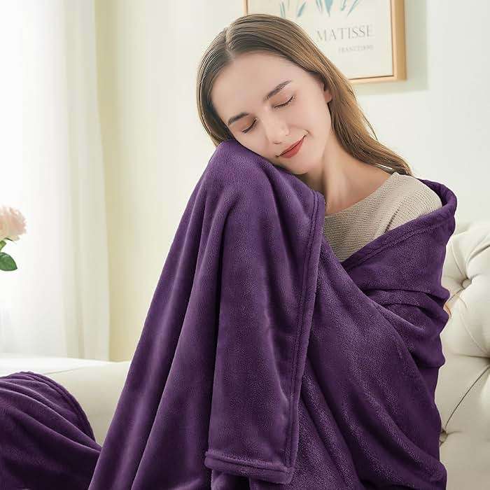 BEDELITE Fleece Blanket Purple Throw Blankets for Couch & Bed, Luxury Plush Cozy Fuzzy Blanket 50" x 60", Super Soft Warm Lightweight Throw Blanket for Travel Camping - Image 2