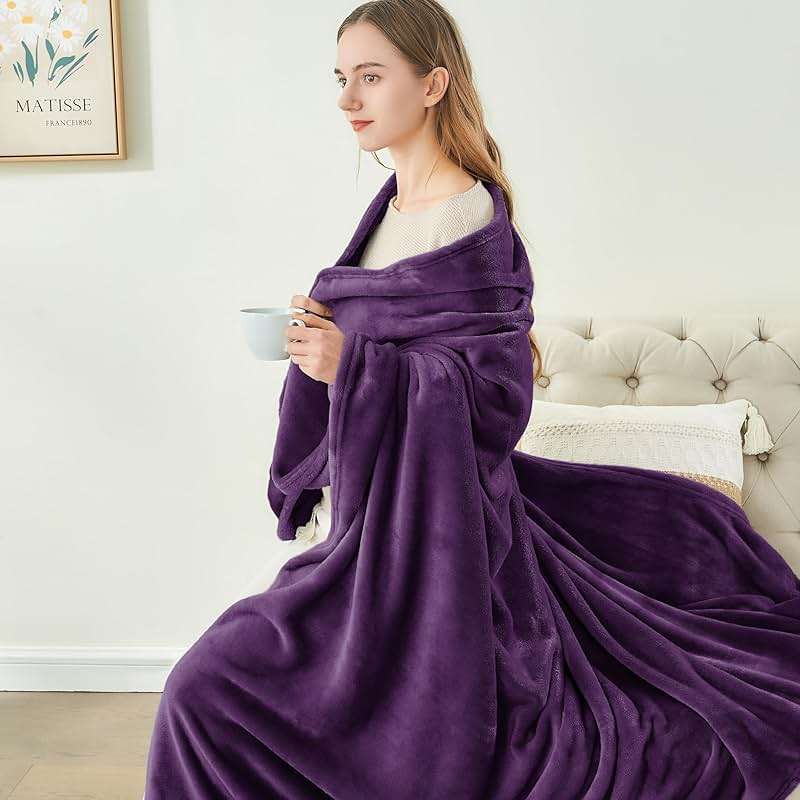 BEDELITE Fleece Blanket Purple Throw Blankets for Couch & Bed, Luxury Plush Cozy Fuzzy Blanket 50" x 60", Super Soft Warm Lightweight Throw Blanket for Travel Camping - Image 4