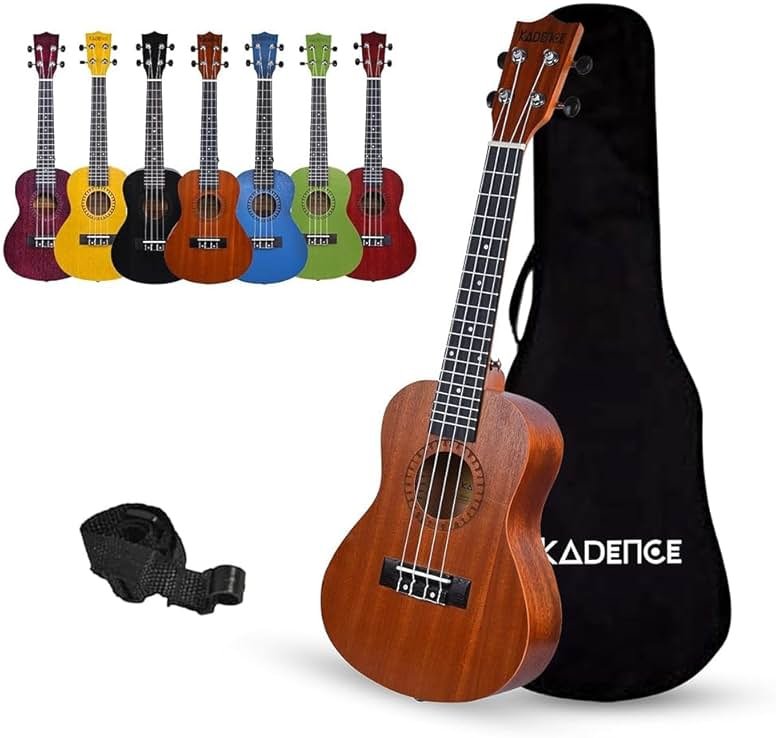 Kadence Concert Ukulele 23 Inch – Cinnamon Brown, Fluorocarbon Strings, Matte Finish with Strap & Bag (Spring Summer Collection) - Product Image