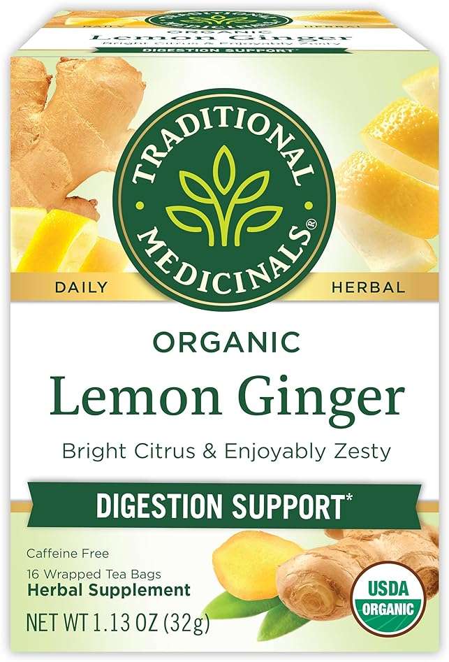 Traditional Medicinals Organic Lemon Ginger Tea, 1.13 Oz, 16 Count - Image 1