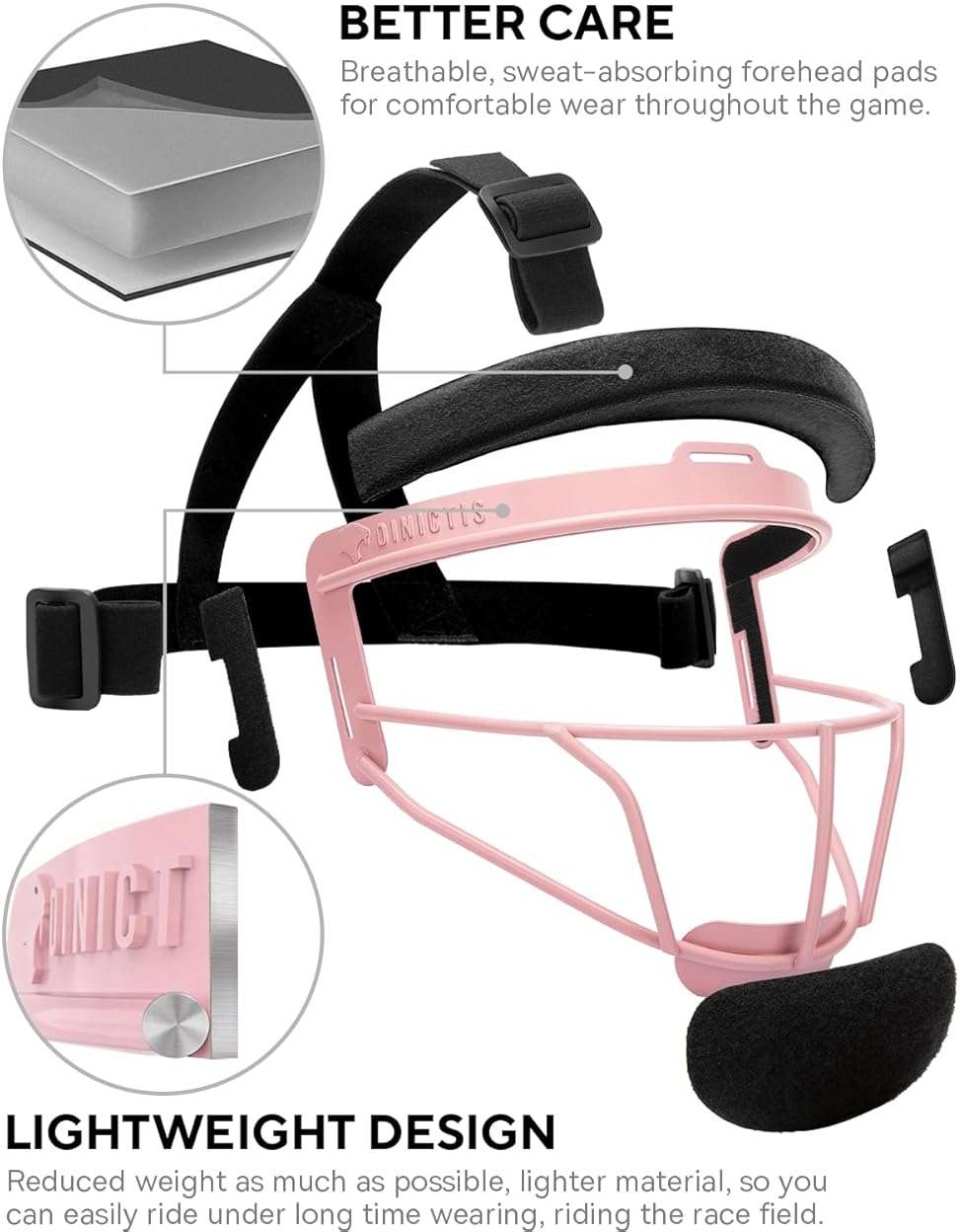 Dinictis Softball Face Mask, Lightweight, Comfortable, with Wide Field Vision, Durable and Safe Face Guards, Premium Protective Softball Fielder's Mask - Image 3