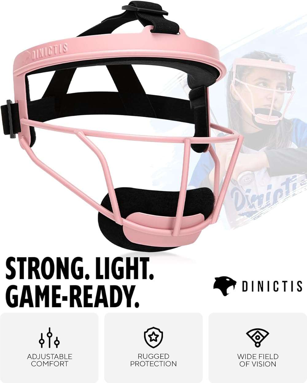 Dinictis Softball Face Mask, Lightweight, Comfortable, with Wide Field Vision, Durable and Safe Face Guards, Premium Protective Softball Fielder's Mask - Image 4