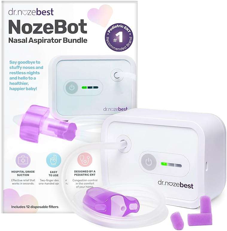 Dr. Noze Best NozeBot Electric Baby Nasal Aspirator - Designed by a Pediatric ENT for Safe, Gentle Congestion Relief - Rechargeable, Portable & Easy to Clean Nose Sucker for Infants and Toddlers - Image 1