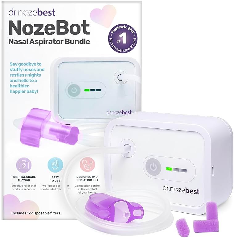 Dr. Noze Best NozeBot Electric Baby Nasal Aspirator - Designed by a Pediatric ENT for Safe, Gentle Congestion Relief - Rechargeable, Portable & Easy to Clean Nose Sucker for Infants and Toddlers - Product Image