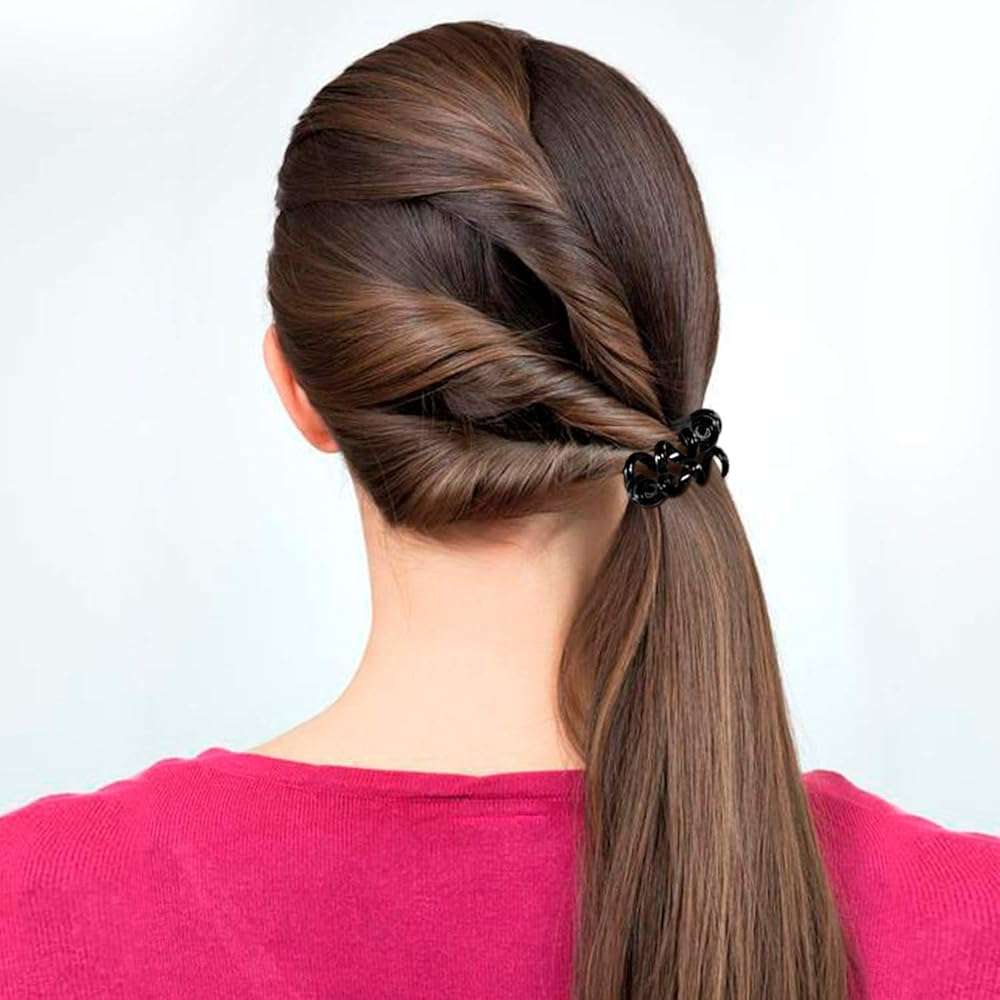 TailaiMei 30 Pcs Spiral Hair Ties, No Crease Coil Phone Cord Hair Ties for Thick Hair - Women Ponytail Holder Elastics(Black&Transparent) - Image 7