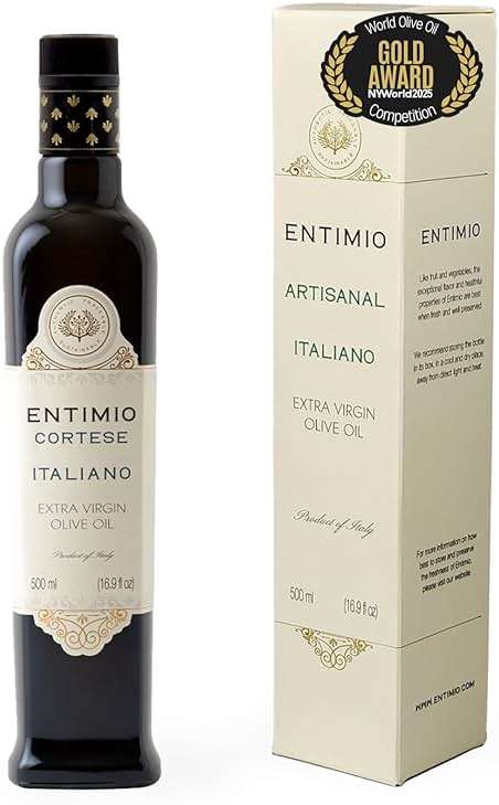 Entimio Cortese Organic Italian Extra Virgin Olive Oil from Italy, 800+ mg/kg High in Polyphenols, 2026 Gold Winner, Tuscany Early Harvest evoo, Cold Extracted, Lab Tested - 16.9 fl oz - Image 1