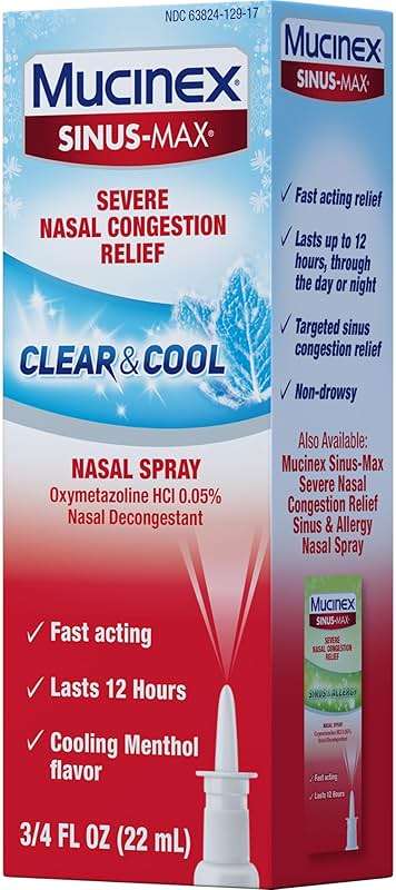 Mucinex Sinus-Max Nasal Spray Decongestant, 12 Hour Over-The-Counter Medication Nose Spray for Sinus Relief, Nasal Decongestants for Adults, Cooling Menthol, 0.75 Fl Oz (Pack of 3) - Image 13
