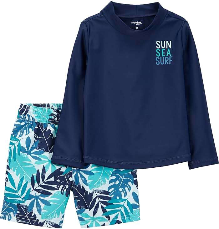 Simple Joys by Carter's Baby Boys' Swimsuit Trunk and Rashguard Set - Image 1