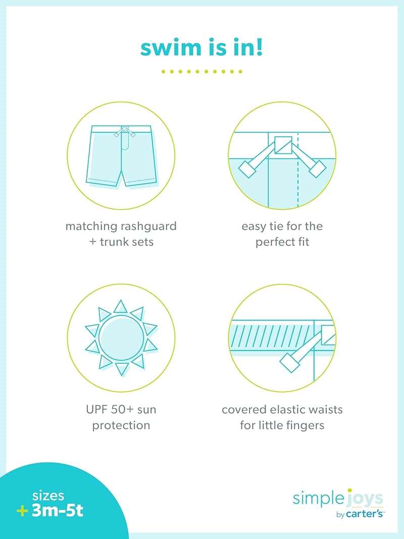 Simple Joys by Carter's Baby Boys' Swimsuit Trunk and Rashguard Set - Image 6