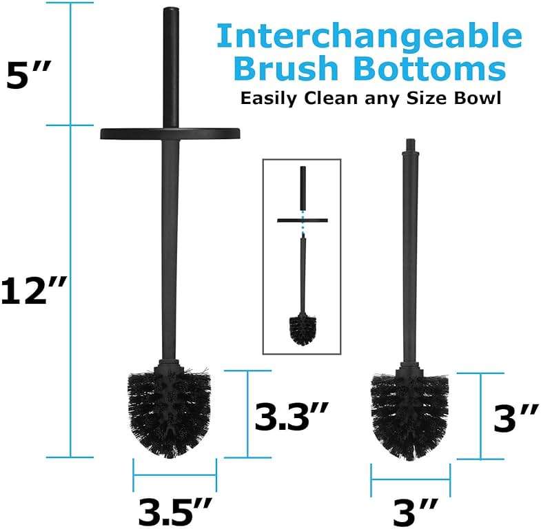 Blue Donuts Toilet Brush and Plunger Set with Holder, Modern Black Bathroom Accessories Toilet Plunger and Toilet Bowl Brush Combo - Image 5