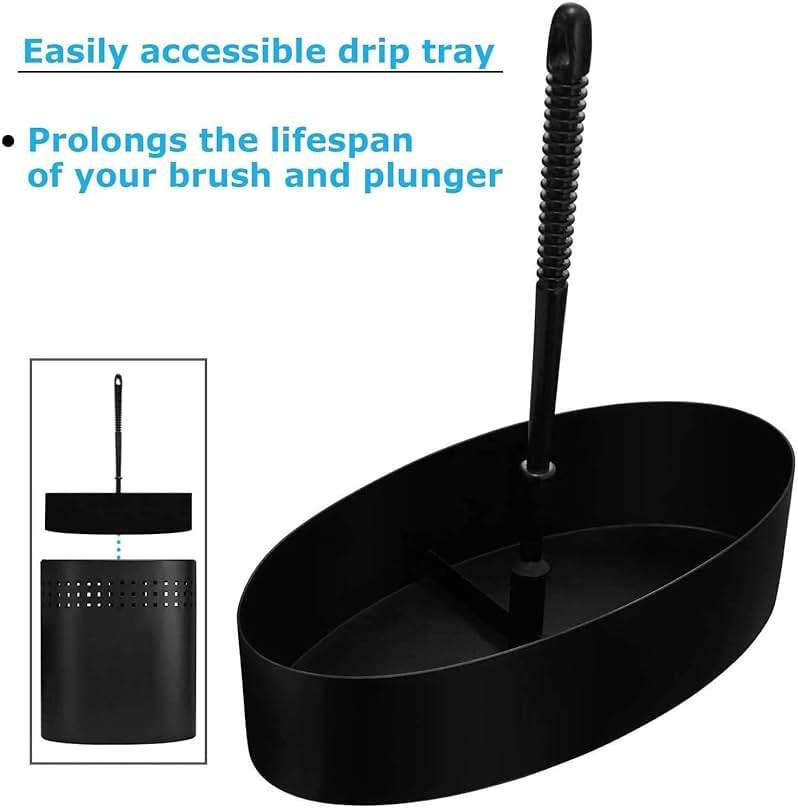 Blue Donuts Toilet Brush and Plunger Set with Holder, Modern Black Bathroom Accessories Toilet Plunger and Toilet Bowl Brush Combo - Image 7