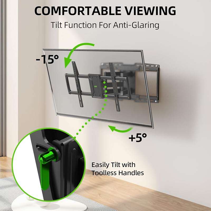 USX MOUNT Heavy Duty Full Motion Sliding TV Wall Mount for 42-97 Inch TVs up to 150 lbs, Wall Mount TV Bracket for Wood Studs 12/16/18/24 inch, Swivel & Tool-Free Tilt, Max VESA 600x400mm - Image 5