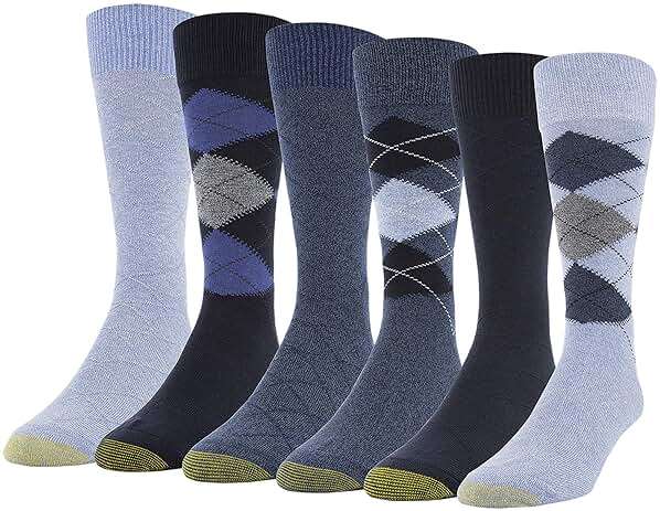 GOLDTOE Men's Campbell Argyle Crew Dress Socks, 6-pairs - Image 1