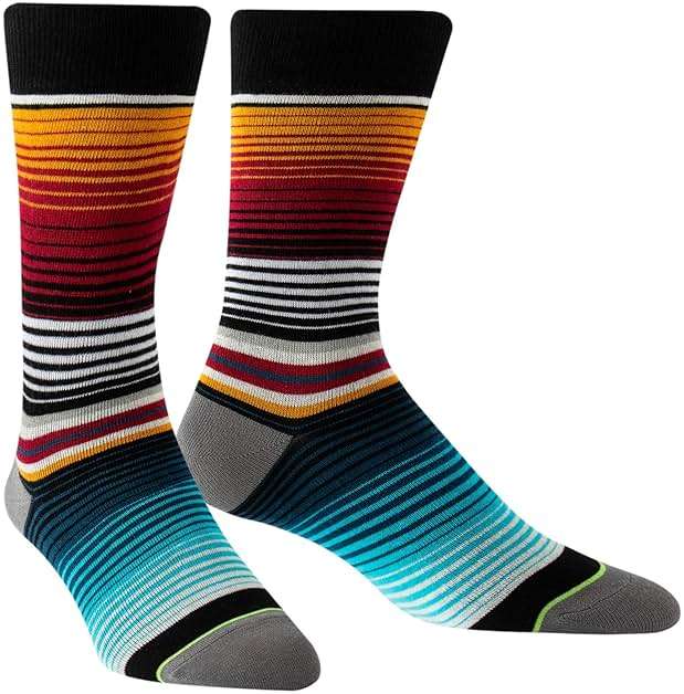 Hicomlor Men's Novelty-Dress Socks, Striped Pattern Crew Socks, Christmas Colorful-Funky-Funny Socks 3/6 Pairs - Image 4
