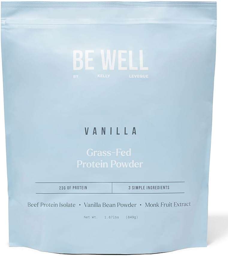 Be Well by Kelly Vanilla Grass-Fed Beef Protein Powder, 23G of Protein & Zero Carbs (3 Ingredients, 30 Servings) 9 Amino Acids + 3 BCAAs No Soy, No Dairy, Stevia-Free, No Sugar Added 1.87lb 849g - Image 1