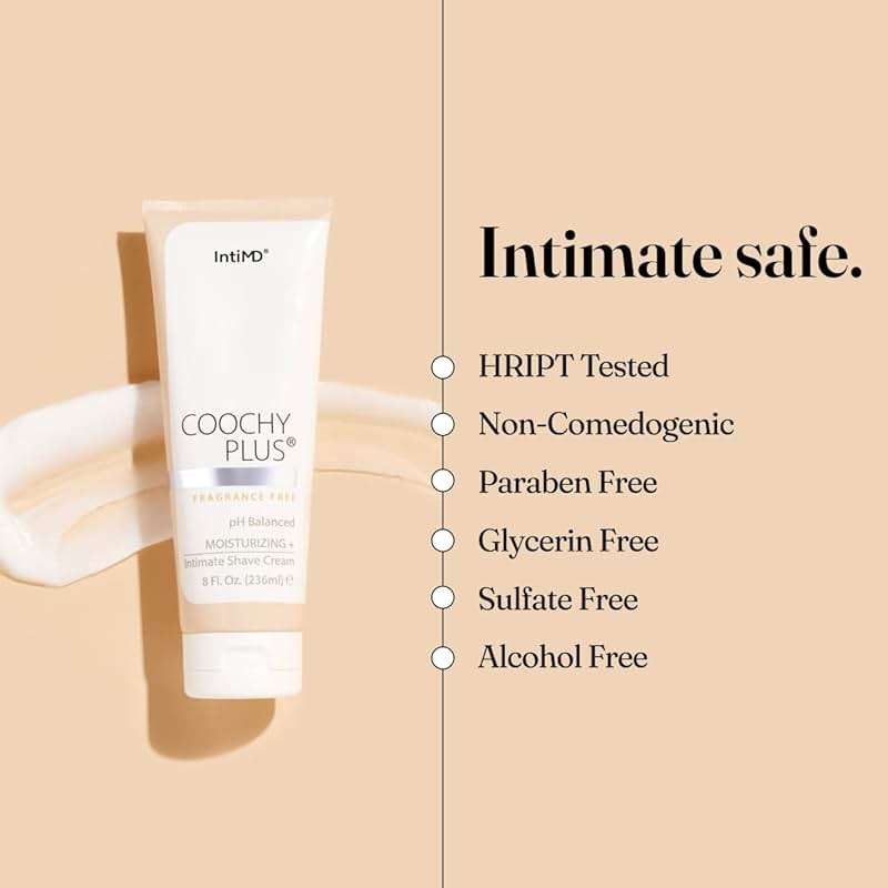 IntiMD Coochy Plus Intimate Shaving Cream Fragrance Free For Pubic, Bikini Line, Armpit and more - Rash-Free, Prevents Razor Burns & Bumps, In-Grown Hair, Itchiness 8oz Tube - Image 4