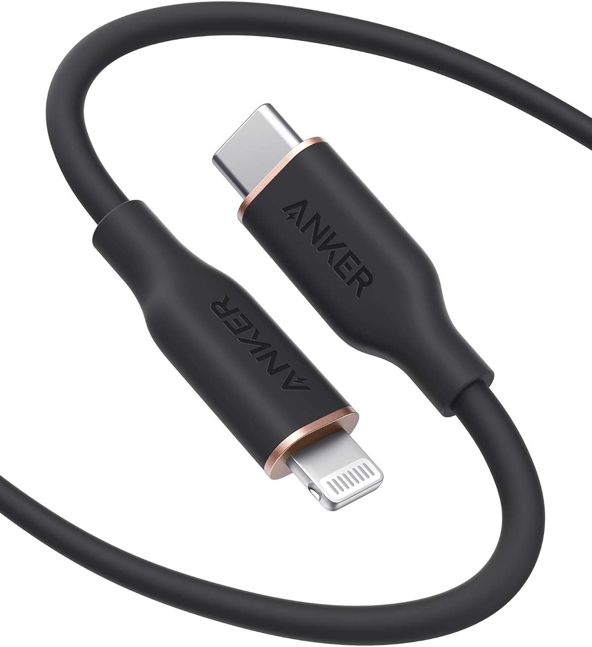 Anker USB C to Lightning Cable, MFi Certified Powerline III Flow Silicone Charging Cable for iPhone 13 13 Pro (Midnight Black, 6ft) - Image 1